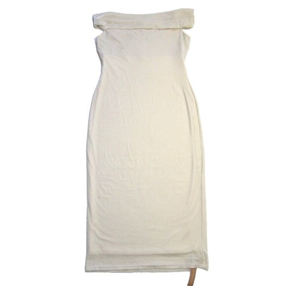 NWT Reformation Jamen Midi in Ivory Velvet Knit Off-Shoulder Dress L $198